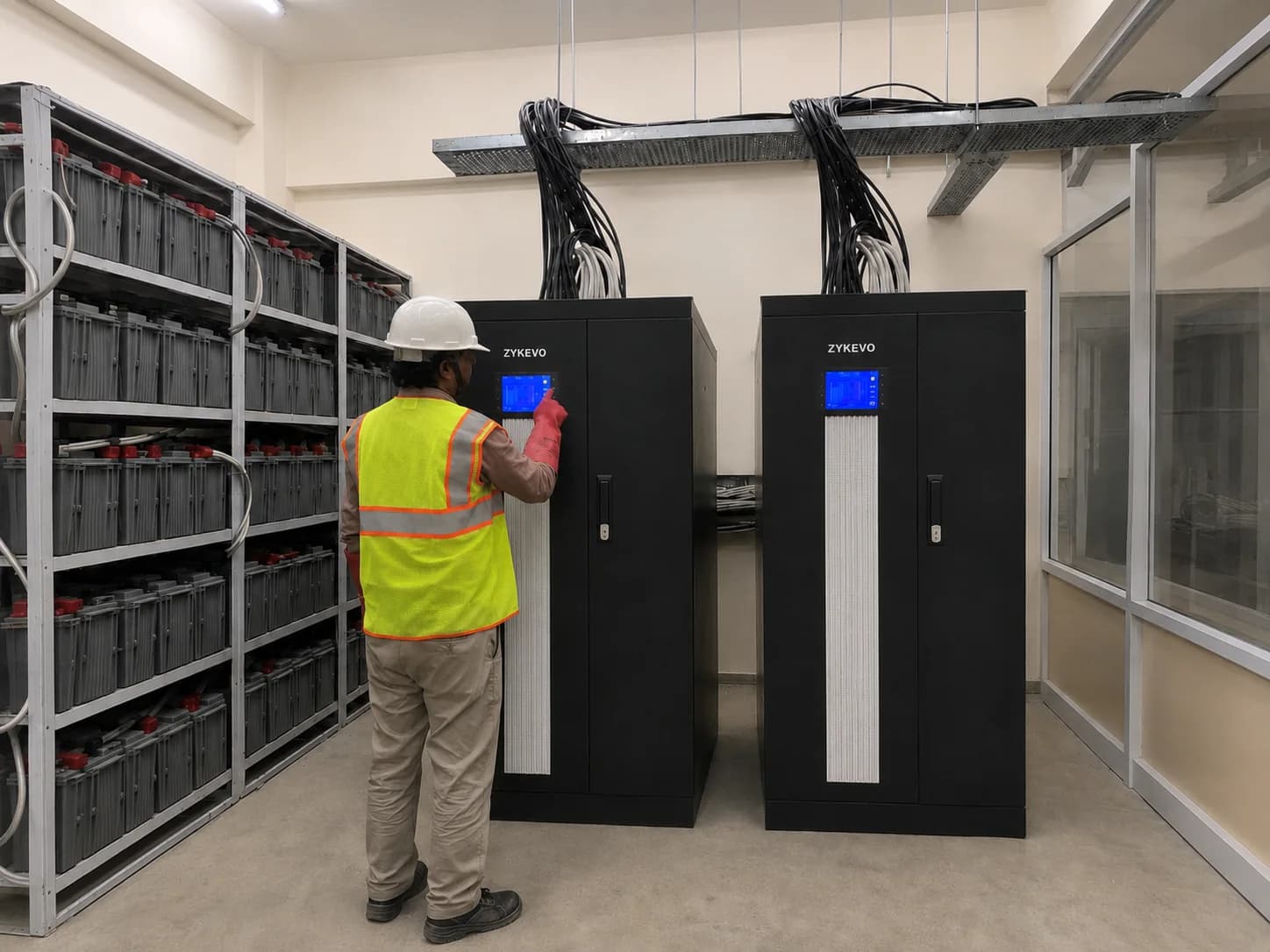 FORTRESS transformer-based UPS cabinets shown during a site reference visit